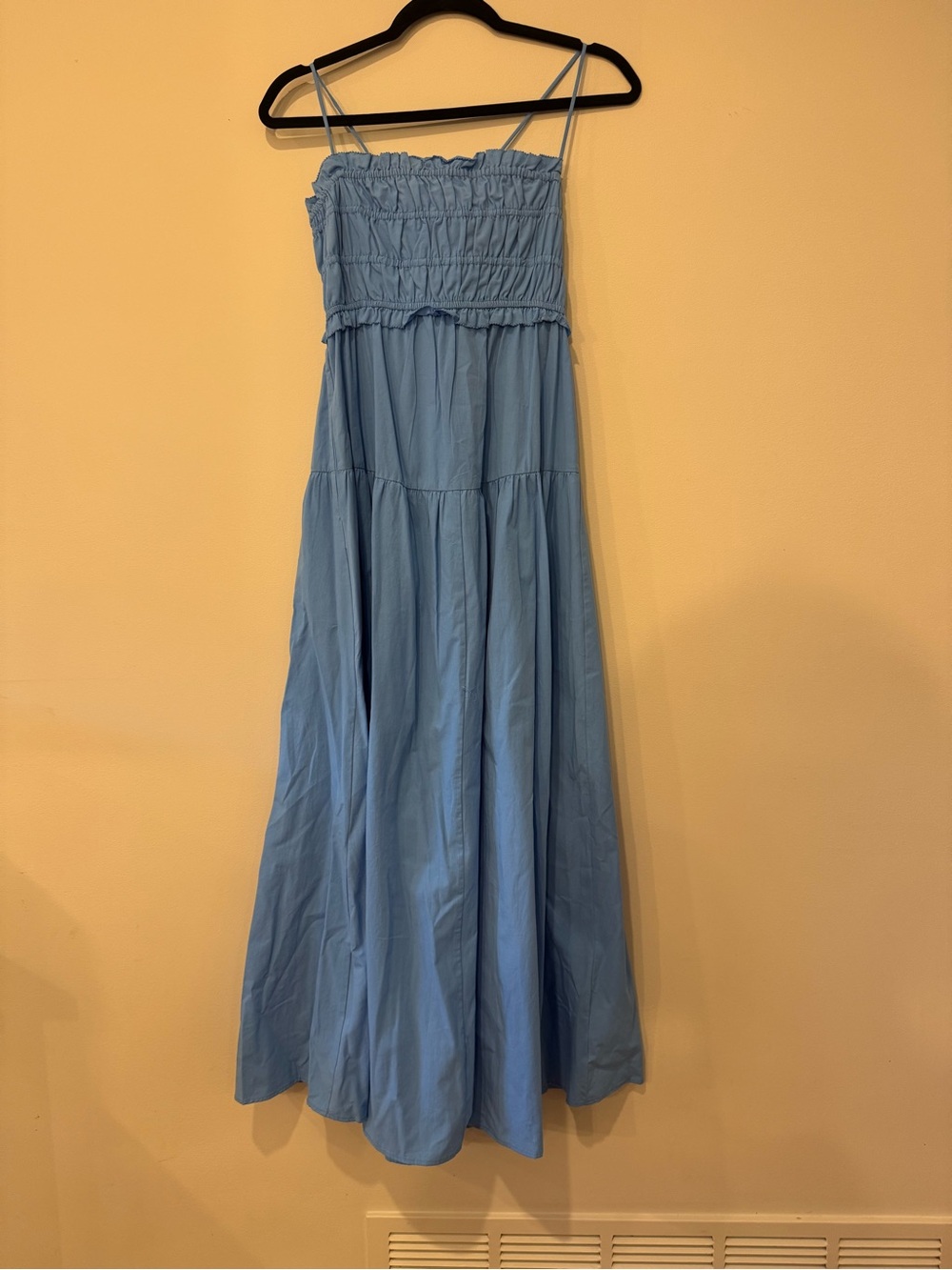 Kivari Sky Blue Smocked Strap Maxi Dress